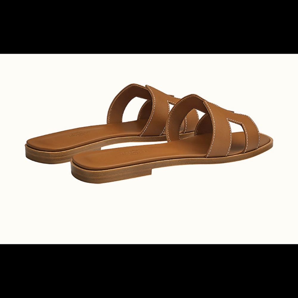NIB Hermes Oran Sandals Gold Piqueres Ecrues 36.5 - Picture 8 of 9